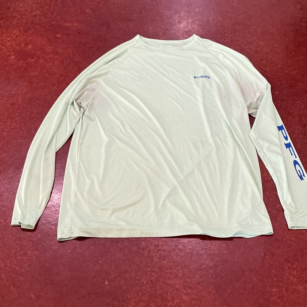 Columbia Long Sleeve Shirt - Light Green with Blue Accents